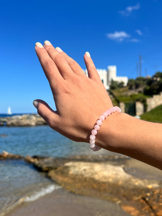 Pulsera Bolitas Cuarzo Rosa